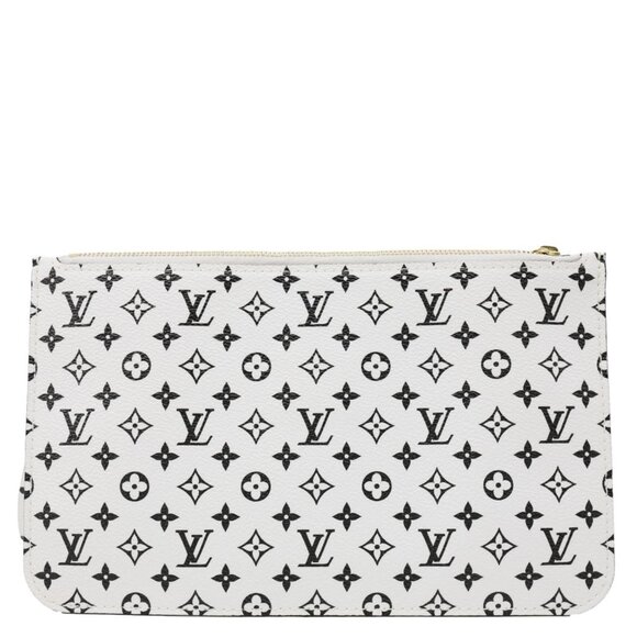 LOUIS VUITTON  Neverfull MM Pochette Monogram Canvas Wristlet White - Picture 1 of 12